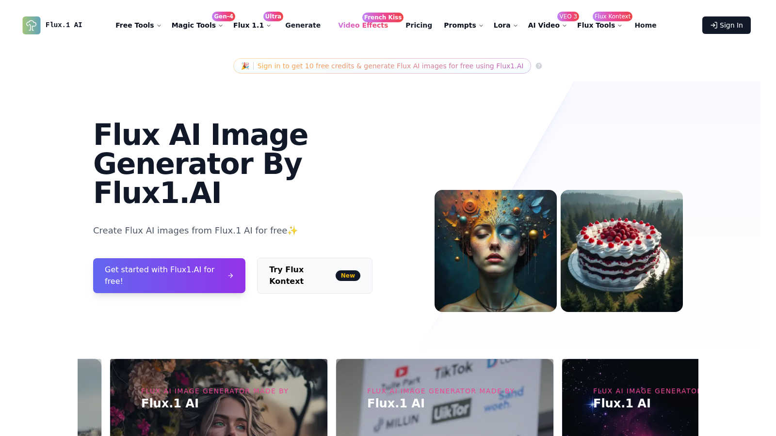 Flux AI application interface and features