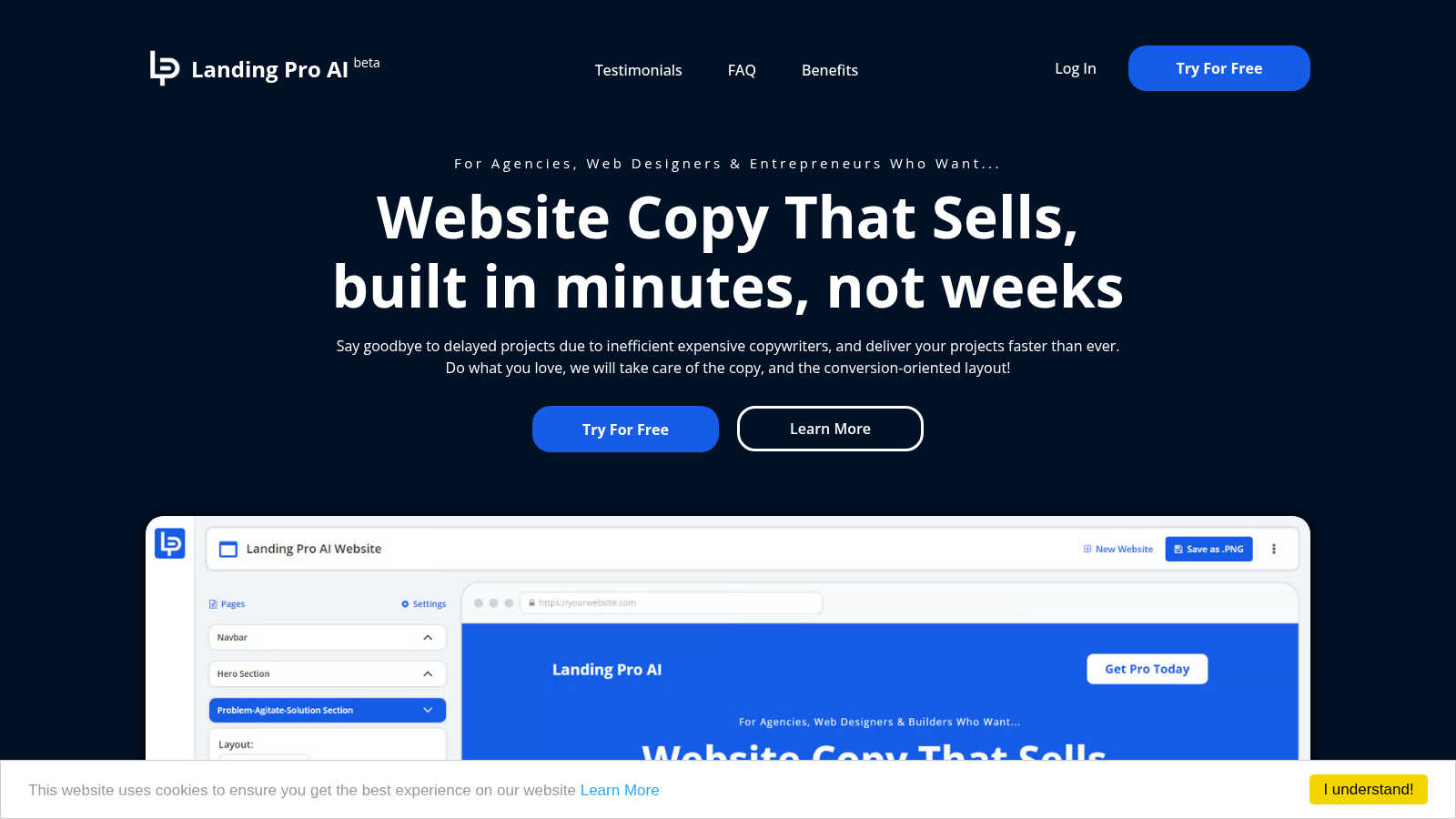 Landing Pro application interface and features