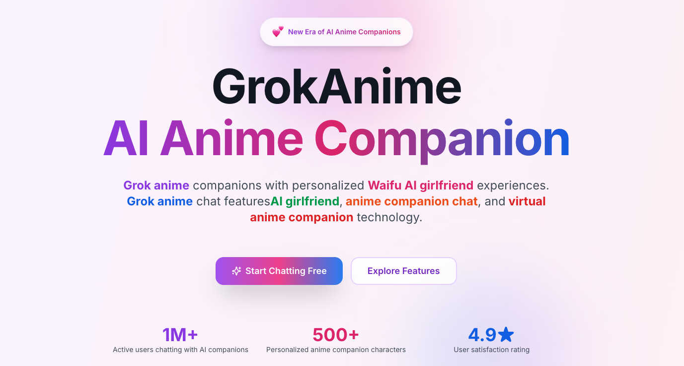 Grok Anime application interface and features