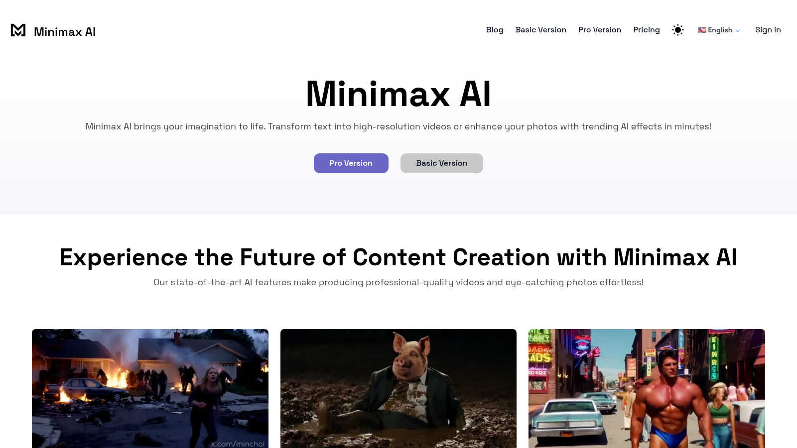 Minimax AI application interface and features