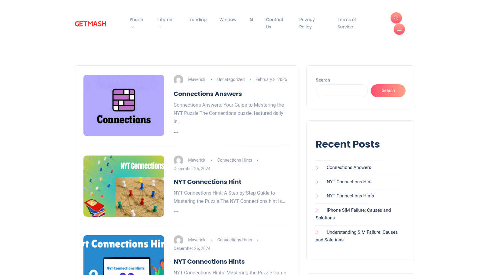 Getmash.uk application interface and features
