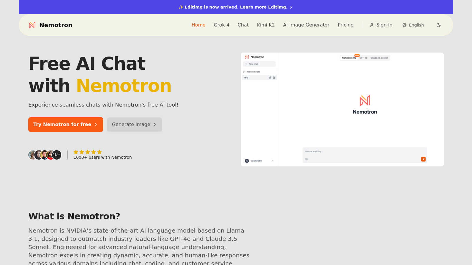 Nemotron application interface and features