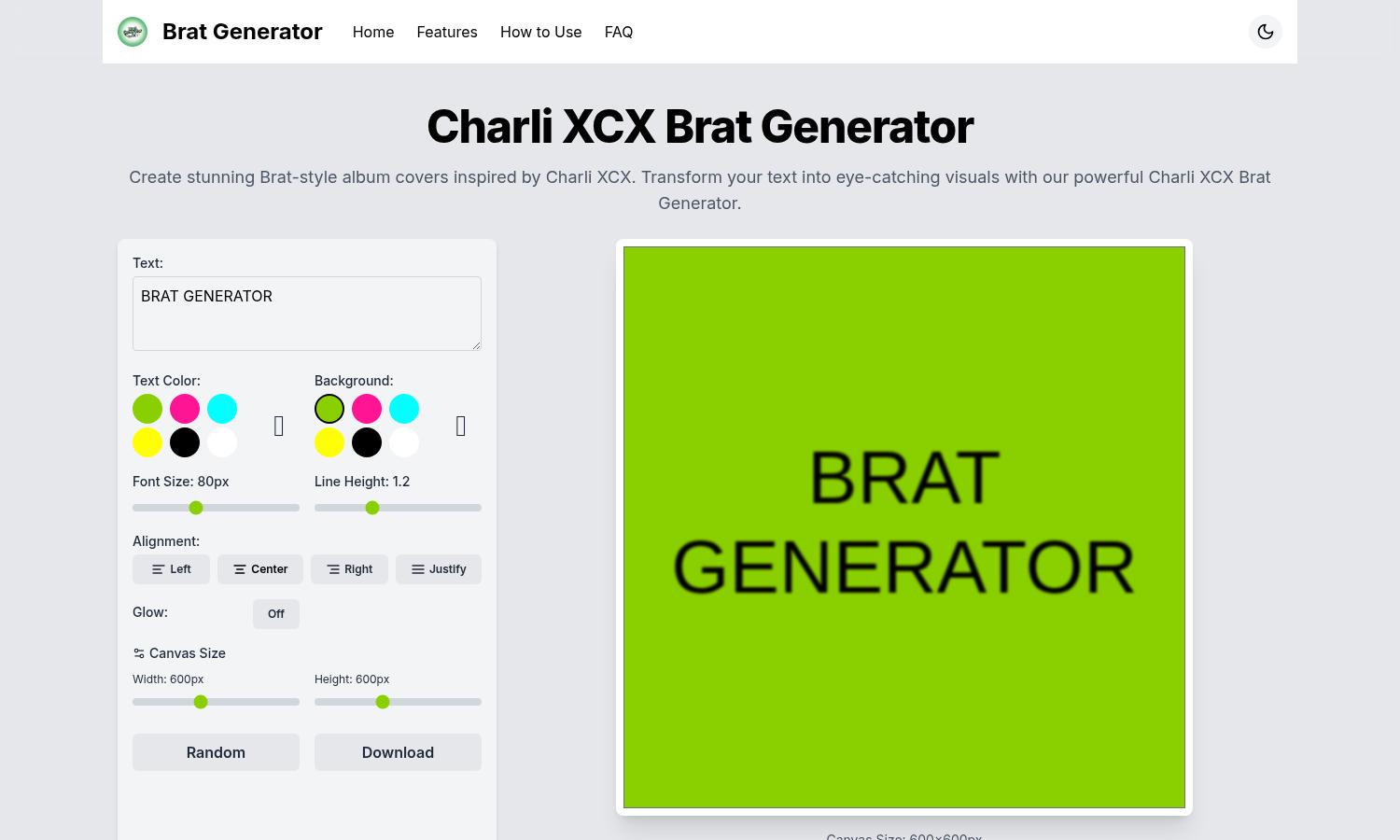 Charli XCX Brat Generator Website