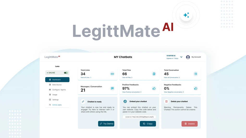 AI Chatbot Software - LegittMate AI application interface and features