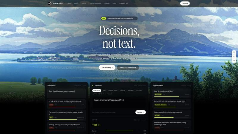 JevModel application interface and features