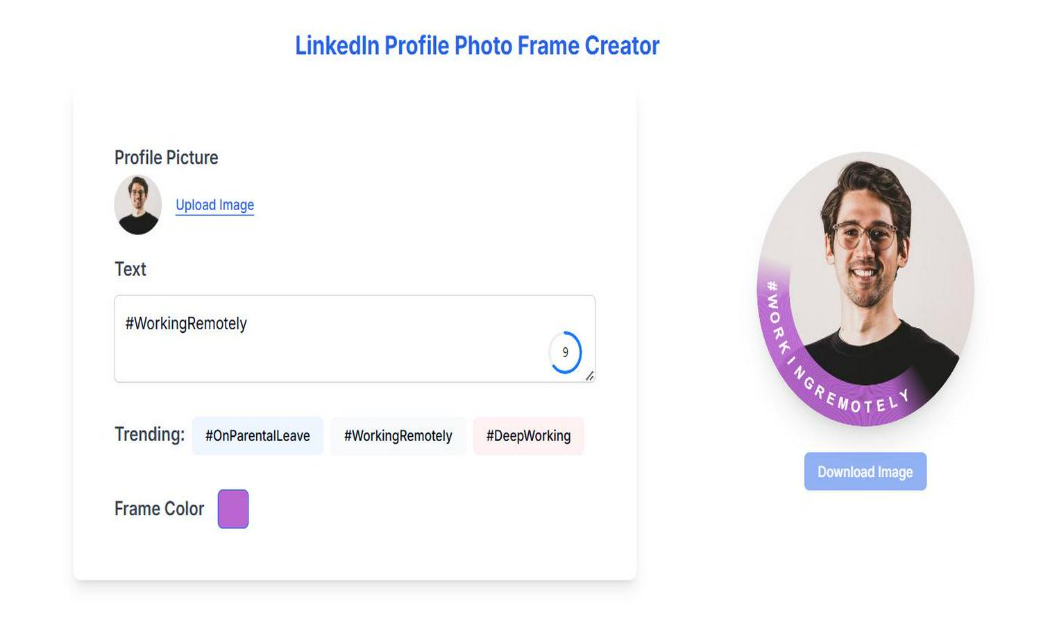 LinkedIn Profile Pic Frame Generator Website