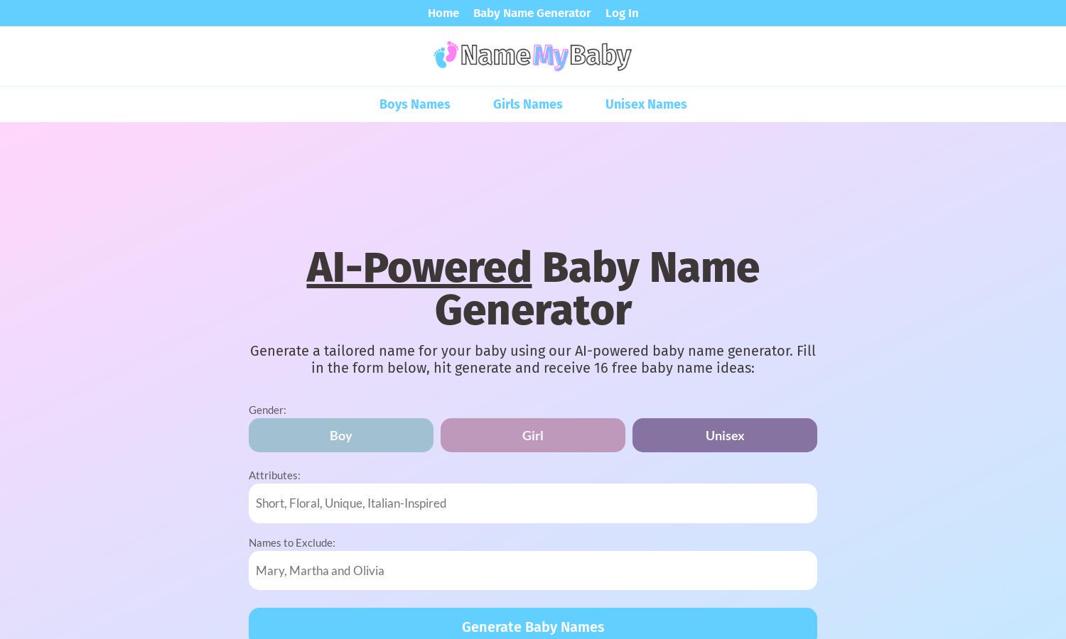 Name My Baby Website