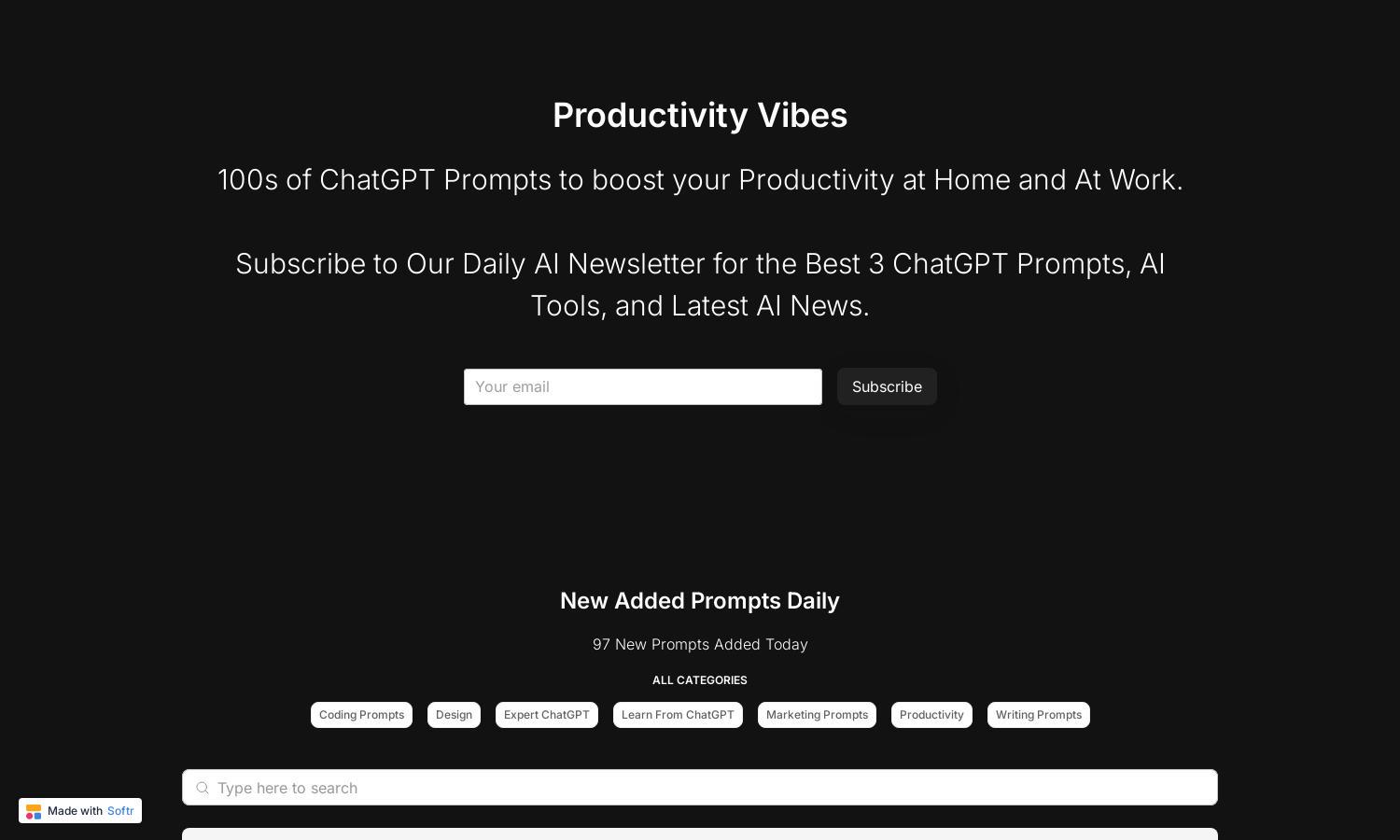 Productivity Vibes Website