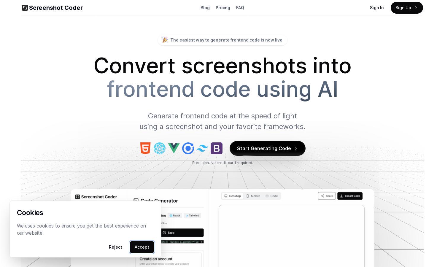 Screenshot Coder Website